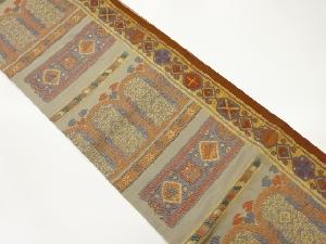 変わり横段に抽象模様織出し袋帯